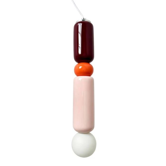 Suspension intérieur céramique et verre Ø8cm bordeaux - Loly Suspension intérieur céramique et verre Ø8cm bordeaux - Loly