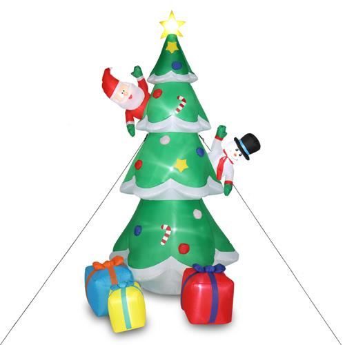240CM Décoration de Noël Gonflable,Sapin de Noël Gonflable avec Lumières et Père Noël Bonhomme