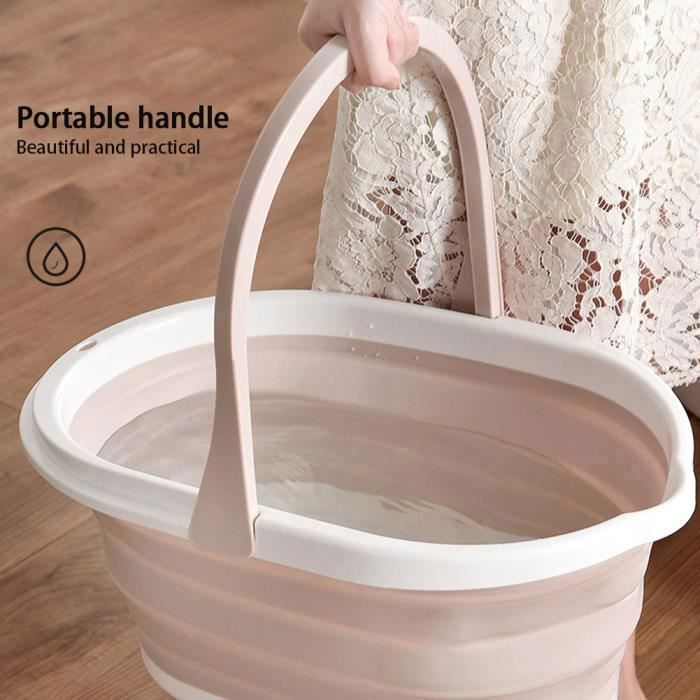 Seau de Vadrouille Pliable Ménage Portable Baril dEau de Nettoyage pour Maison Salle de Bains (Kaki)