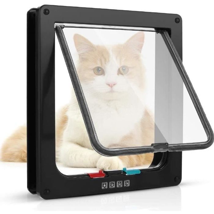 Sailnovo Chatiere Pour Chat Chatiere Magnetique Avec Verrou Rotatif A 4 Voies Pour Chat Xl 28 5 X 24 5 X 5 5 Cm Noir Cdiscount Animalerie