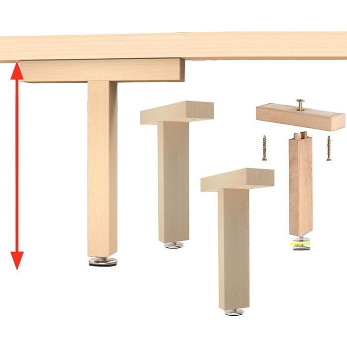 Lot De 4 Pieds De Meubles Réglable Noir Pied De Table Réglable, Fer