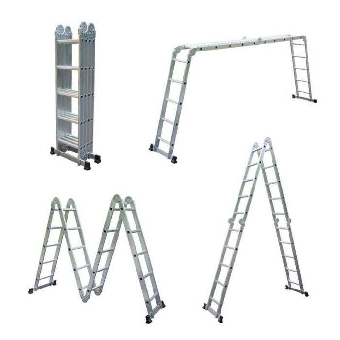 Échelle Pliante Télescopique 4x4 / 4x5 – Hauteur 3,6 à 5,82 M, Charge 150 Kg, Aluminium