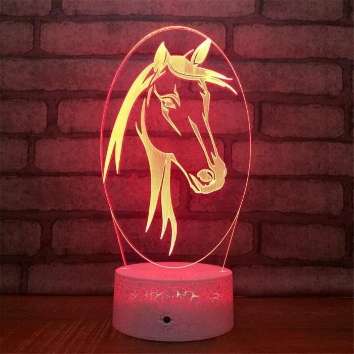 Veilleuse 3D Cheval - Lampe Illusion Optique Avec Télécommande - 16 Couleurs - Enfant & Déco - 6