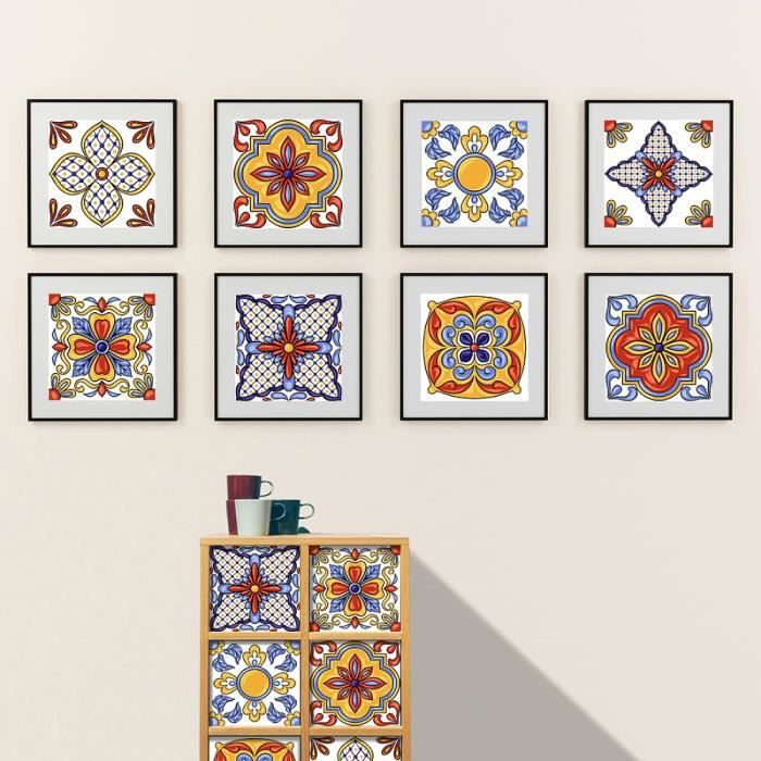 36 Autocollants Carrelage 10x10cm RE-COVERTILES - Style Azulejos - Pour Cuisine, Salle De Bain - Peel And Stick