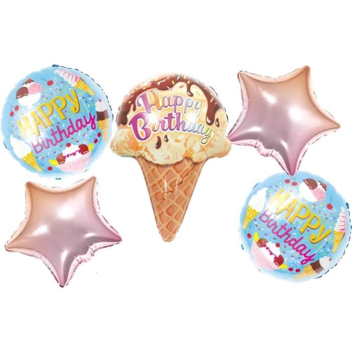 Set De Ballons Glace Happy Birthday, Ballon En Plastique Crème Glacée,  Ballon Étoile Pour Anniversaire, Anniversaire Enfant [J18565]