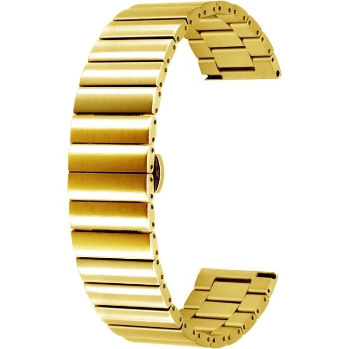 Bracelet Montre 22mm En Acier Inoxydable Noir, Brossé, Avec Fermoir Déployant, Neuf Avec étiquette