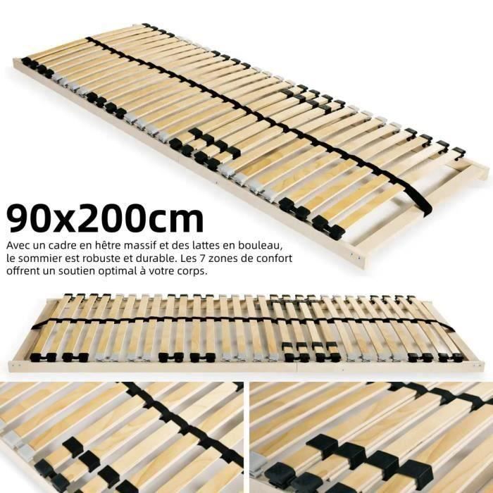 Sommier à lattes - FOE - 28 lattes 7 zones - 90x200 cm
