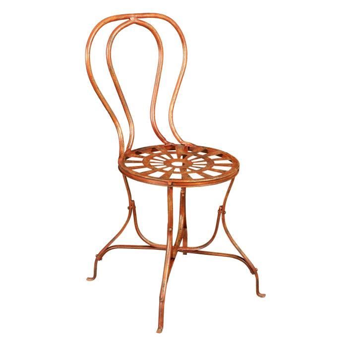 chaise de salle à manger de jardin en fer forgé rouge antique - f1447-3