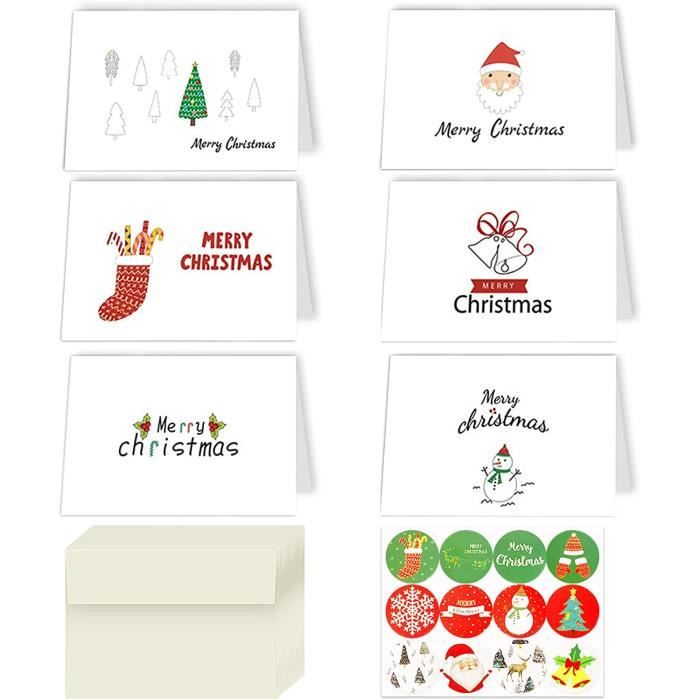 Carte De Voeux Noël - Pop-Up - Multicolore - 12 Cartes Avec Enveloppes