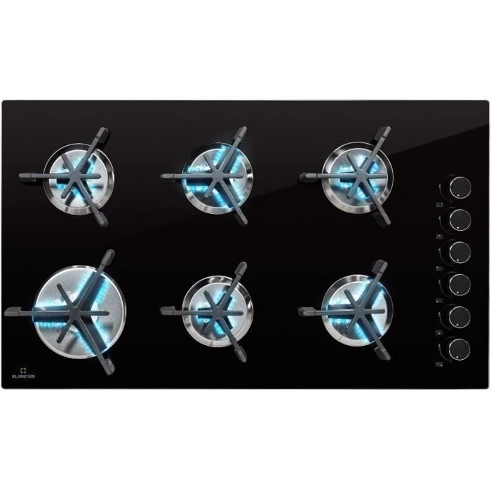 WEYEPlaque de cuisson Gaz verre noir 2 feux Gaz ville et bouteille