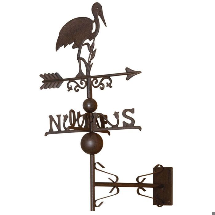 Girouette Cigogne En Acier Inoxydable - Indicateur De Vent Décoratif Jardin - Hauteur 50 Cm - Style Traditionnel