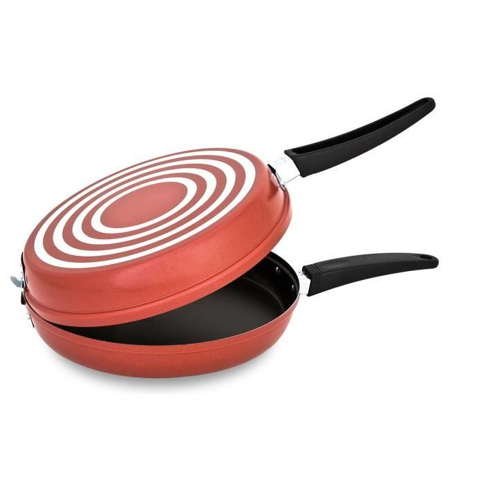 maxiflon - poêle à omelette avec revêtement antiadhérent - ø 24 cm petit - aluminium - rouge - made in italy
