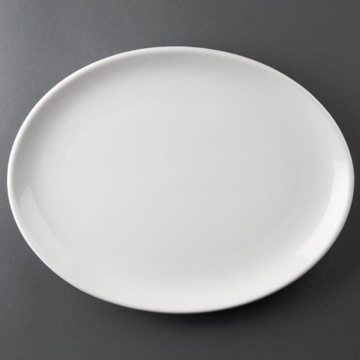 Assiettes creuses ovales en porcelaine blanche 305(L)x241(l)mm Athena Hotelware - Lot de 6