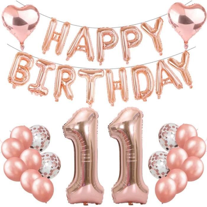 11 Ans Anniversaire Deacute Coration Or Rose Kit 11egrave Me Anniversaire Decor Ballons En Aluminium Geacute Ant Numeacute Ro 11 Cdiscount Maison