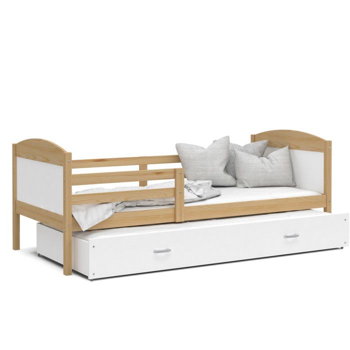 Lit Gigogne Mateo 90x190 matelas inclus Pin - blanc Lit Gigogne Mateo 90x190 matelas inclus Pin - blanc