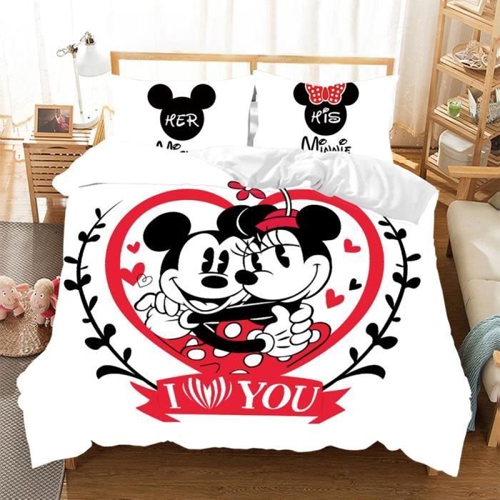 Mickey Disney - Parure de lit enfant 1 place - Housse de Couette 140x200 cm  et une Taie d'oreiller 63x63 cm.