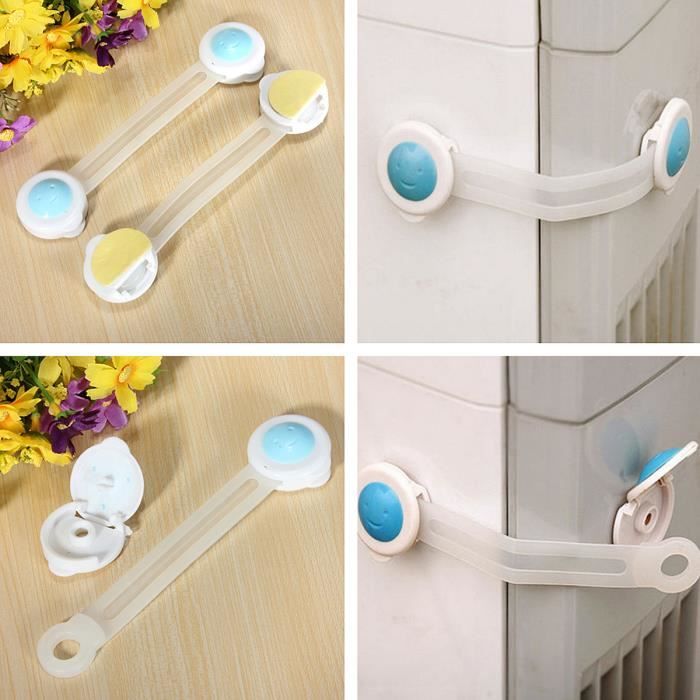 4 Pièces Bloque-Porte Bébé Sécurité - Verrou Levier Poignée Porte Et Fenêtre, Protection Enfant Blanc