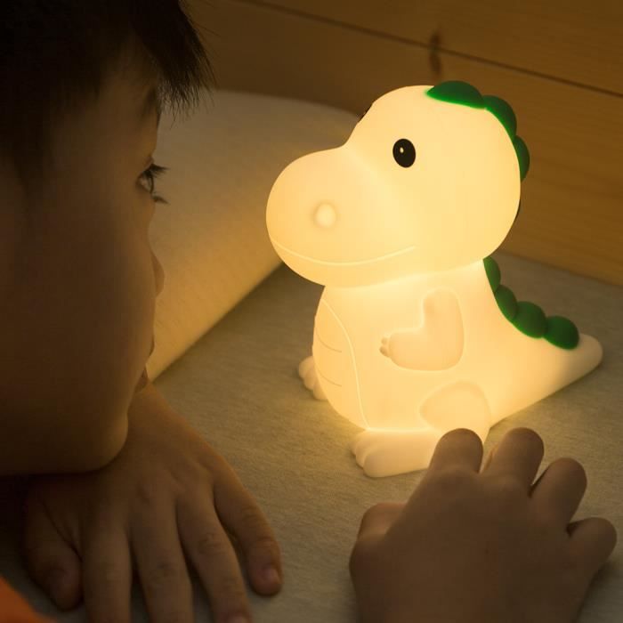 Veilleuse Dinosaure Rechargeable USB - Lampe De Chevet Tactile Pour Enfants, En Silicone Doux, Plusieurs Couleurs