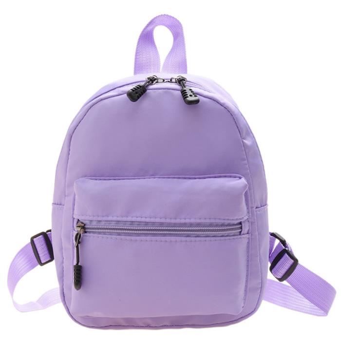 violet - mini sacs à dos tendance en nylon pour femmes, petits sacs'école blancs décontractés pour adolescent