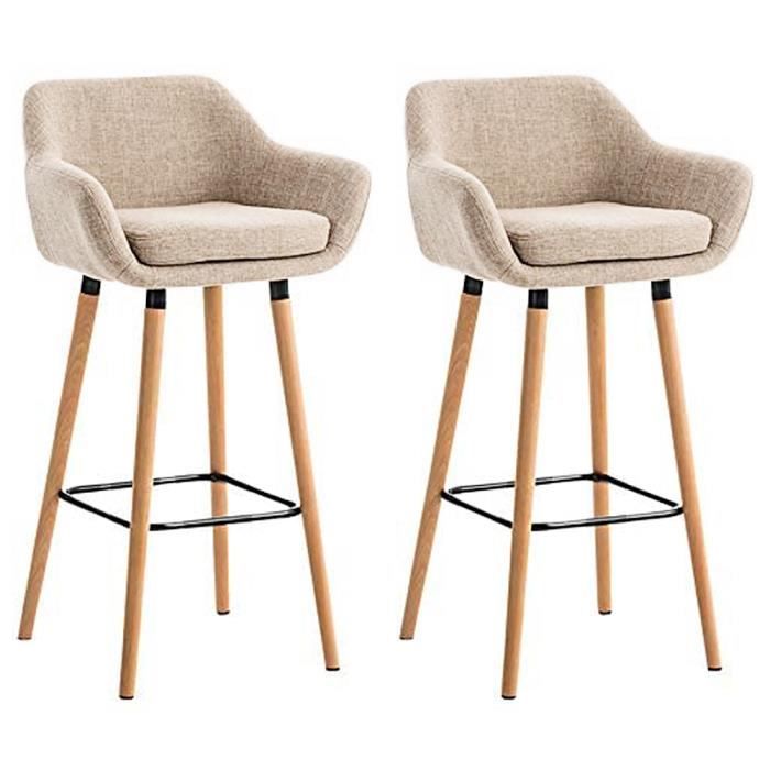 lot de deux chaises hautes grant en toile de jute beige - huhu - contemporain design - bois massif - 2 places