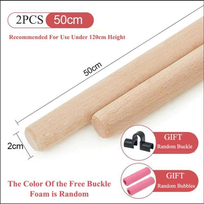 Bâtons De Yoga En Bois Pour Correction Posture - Lot De 2, Tailles 60 à 90 Cm, Ouverture épaules Et Dos