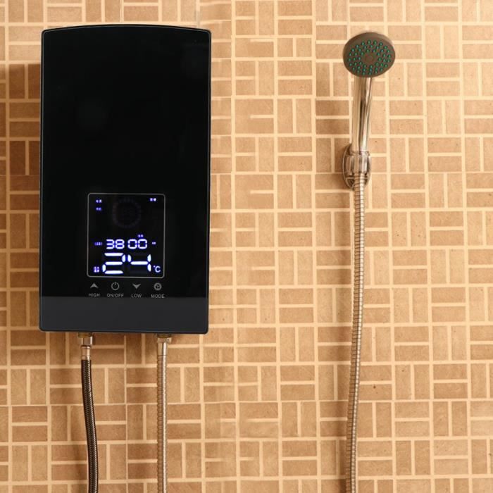 Drfeify chauffe-eau domestique Chauffe-eau électrique instantané à commande vocale mural pour salle de bain bain 220-240V (noir)