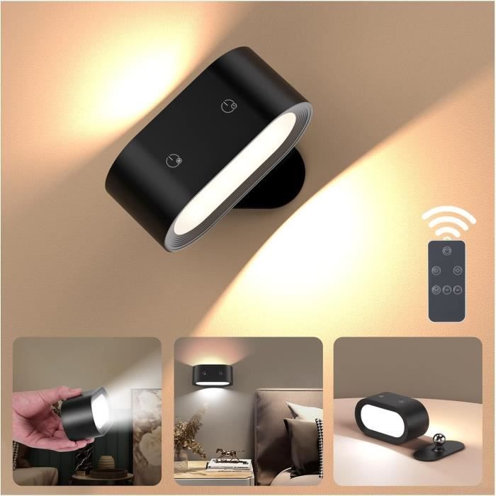 Applique Murale Intérieure Rechargeable 2 Pièces - Télécommande, 3 Températures De Couleur, 60 Cm, Sans Fil