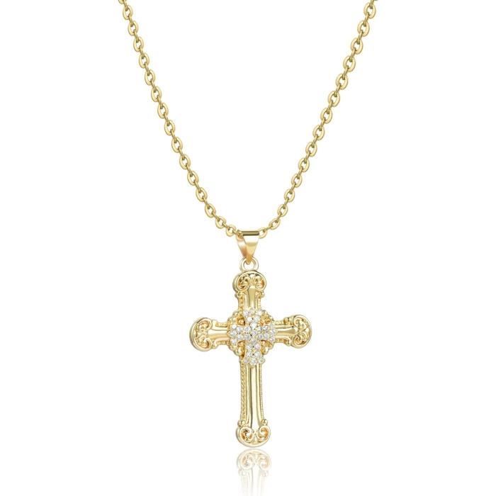 collier avec pendentif en forme de cœur et croix en or transparent pour homme, pour frère, sœur, femme, fille, papa, amis, c[b6104]