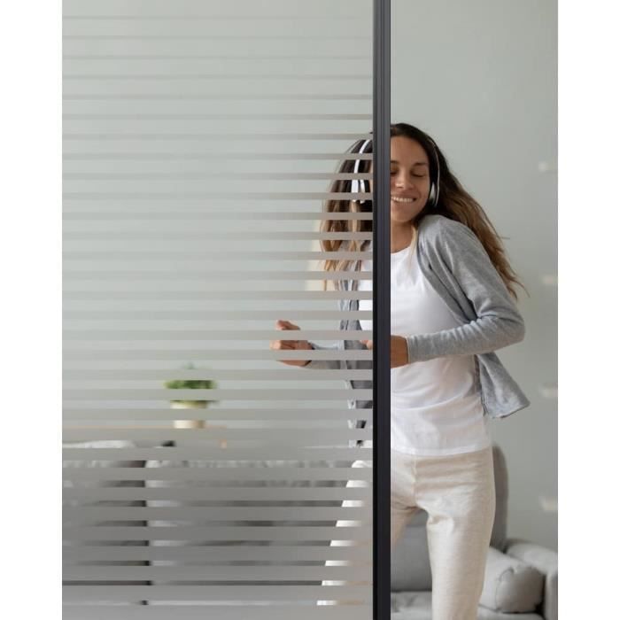 CHRYSALAB Film pour vitrage adhésif décoratif bandes dépolies dégressives 152 cm x 1 m