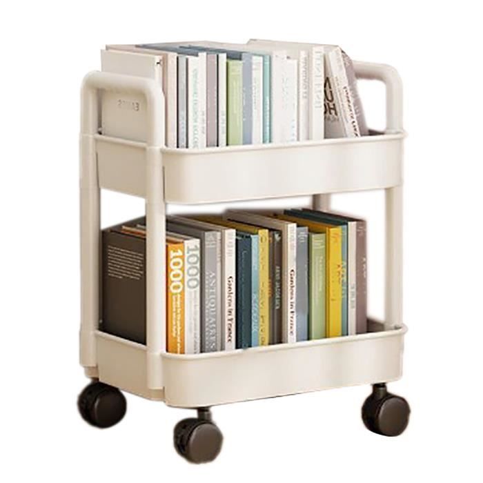 Chariot de rangement à 2 niveaux, table d'appoint amovible avec roulettes, organisateur de rangement multifonctionnel pour cuisine, salle de bain