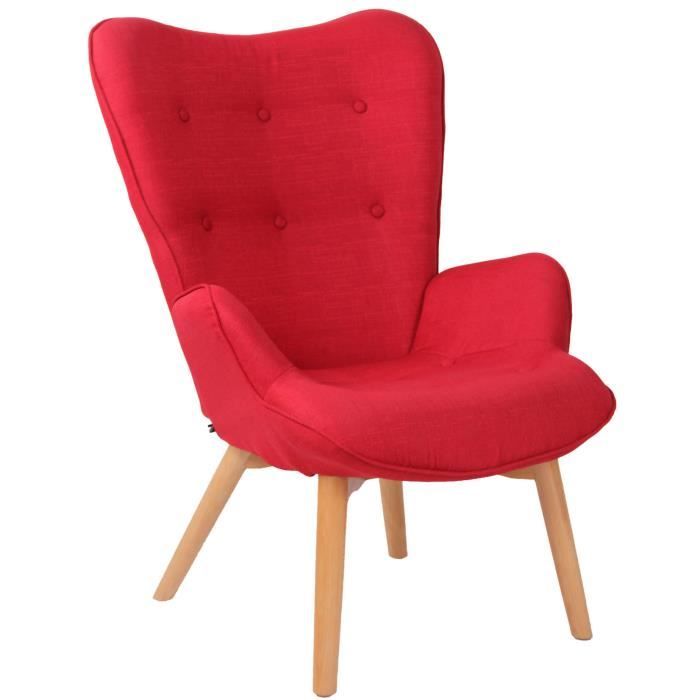 fauteuil lounge - clp - chaise lounge durham en tissu rouge - confortable et élégante - design
