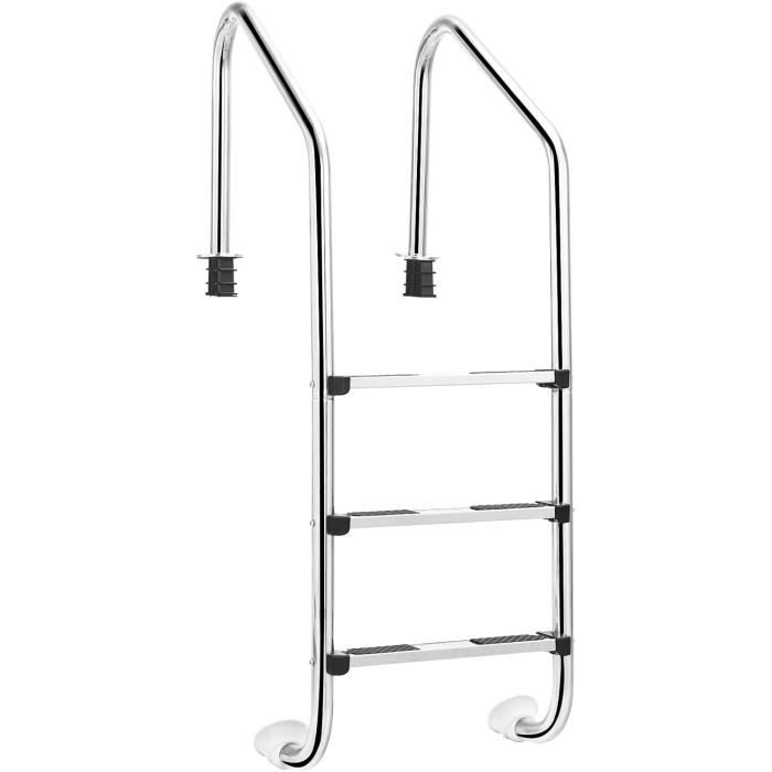 COSTWAY Échelle de Piscine à 3 Niveaux 147cm en Acier Inoxydable avec Marches Antidérapantes et Mains Courantes Confortables