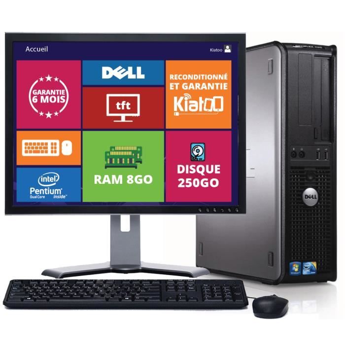 Achat Ordinateur de bureau ordinateur de bureau dell optiplex 780 intel dual core 8go ram 250gO disque dur,ecran ordinateur 19 pouces win7 pc pas cher