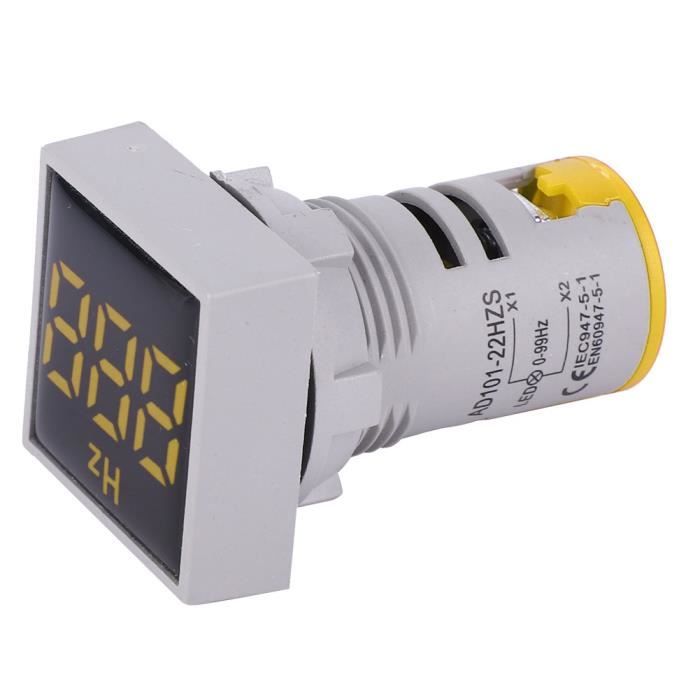 Fréquencemètre AC 22mm - Affichage LED Numérique - Plage 20-75 Hz - Pour Tableaux électriques