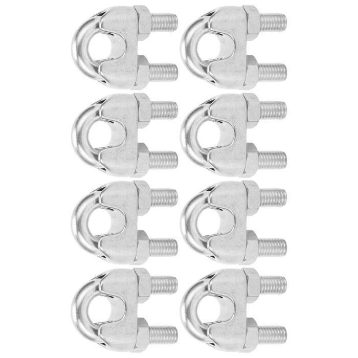 EJ.life serre-câble pour câble en acier inoxydable 8 pièces 3/8 pouces M10 câble en acier inoxydable câble clip pince U boulon