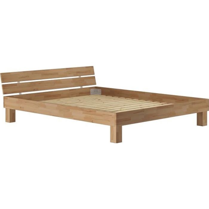 Lit adulte moderne en hêtre massif naturel 180x200 y compris sommier à lattes en bois 60.86-18 Lit adulte moderne en hêtre massif naturel 180x200 y compris sommier à lattes en bois 60.86-18