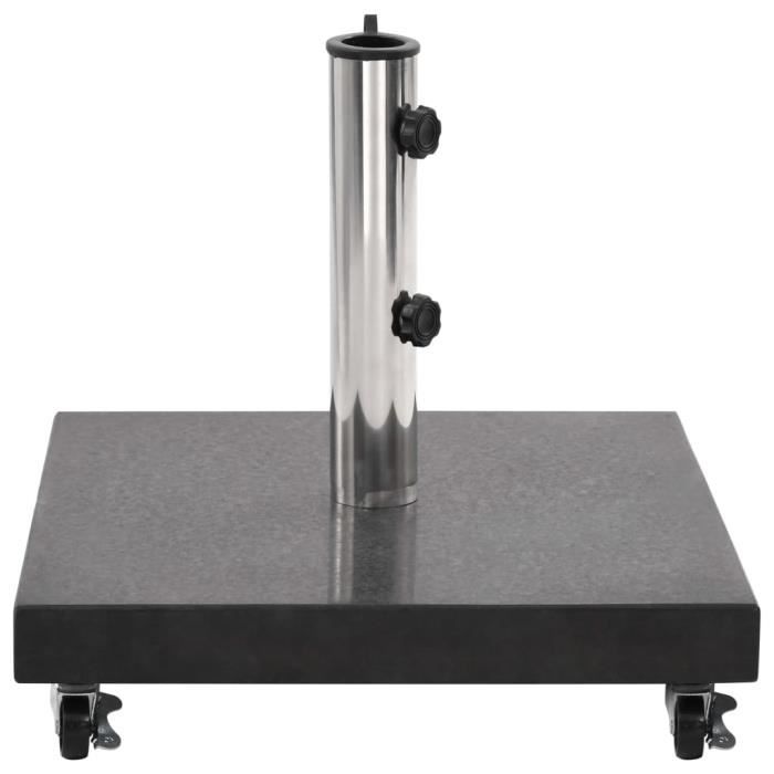 Socle de parasol - GAROSA - Modèle Carré - 30 kg - Granit Noir - 4 roulettes