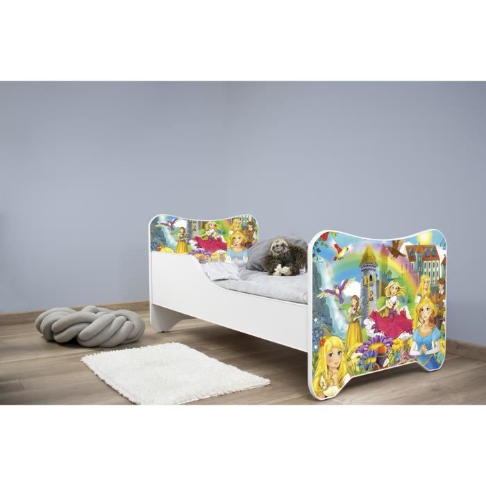 Topbed Lit D Enfant Motif Pricesse Pour Fille 160x80 Cm Ensemble Lit Matelas Sommier Chambre D Enfant Cdiscount Maison