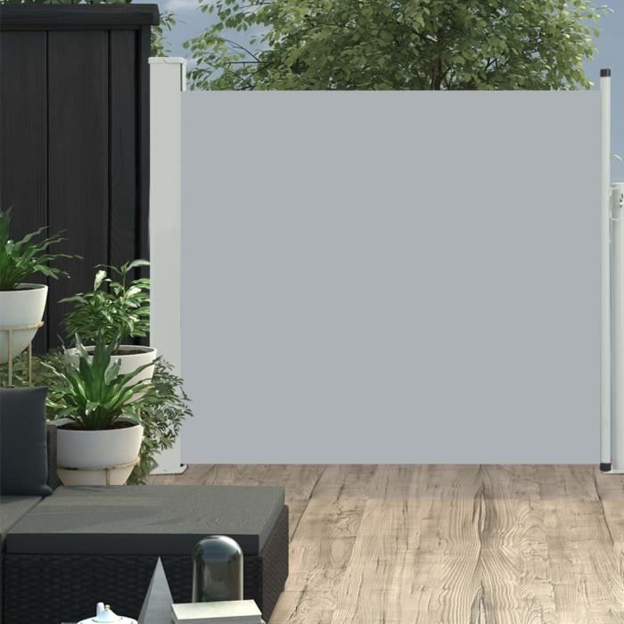 Store Latéral Extensible 80 X 300 Cm Gris - 100% Polyester Avec Revêtement PU - Protection Solaire Et Brise-vue Pour Balcon, Terrasse - 3