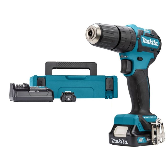 Perceuse visseuse à percussion brushless MAKITA 12V CXT 2 batteries BL1020B 2.0Ah 1 chargeur DC10SA HP332DSAJ