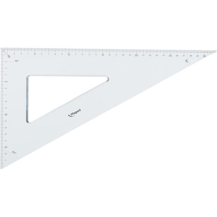Equerre - Scolaire - Hypoténuse 60° - Grand côté 32 cm - Plastique ...
