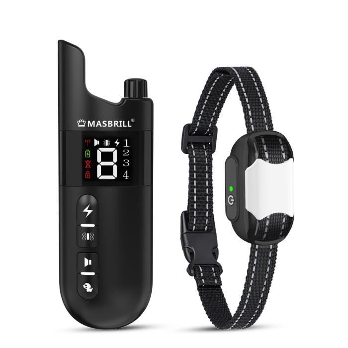 Comparer les prix de Collier de Dressage pour Chiens MASBRILL - Rechargeable, Portée de 600m, 3 Modes (Son/Vibration/Choc), Noir