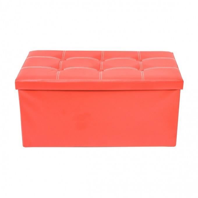pouf coffre de rangement banc rectangle rouge - mobili rebecca - stokage 38x76x38