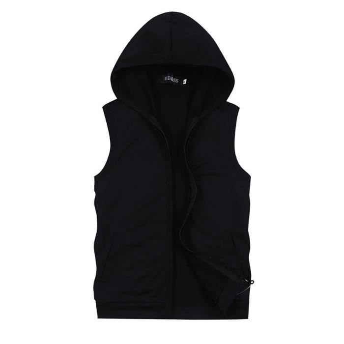 Sweat-shirt à capuche sans manches Homme Veste en jeans sans manches Homme  Gilet sans manches Homme Noir - Cdiscount Prêt-à-Porter