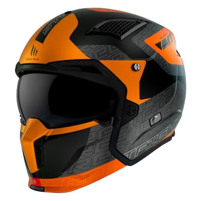 Casque trial simple écran dark transformable avec mentonnière amovible MT Helmets Streetfighter SV Totem B4 - gris/orange - S (55/56