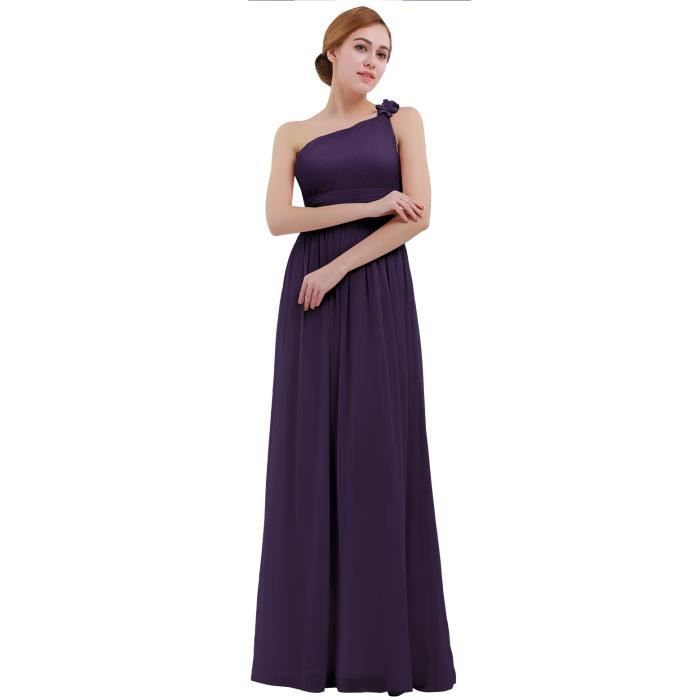 Une épaule mousseline robe de soirée demoiselle d/'honneur violet uk taille 8-20