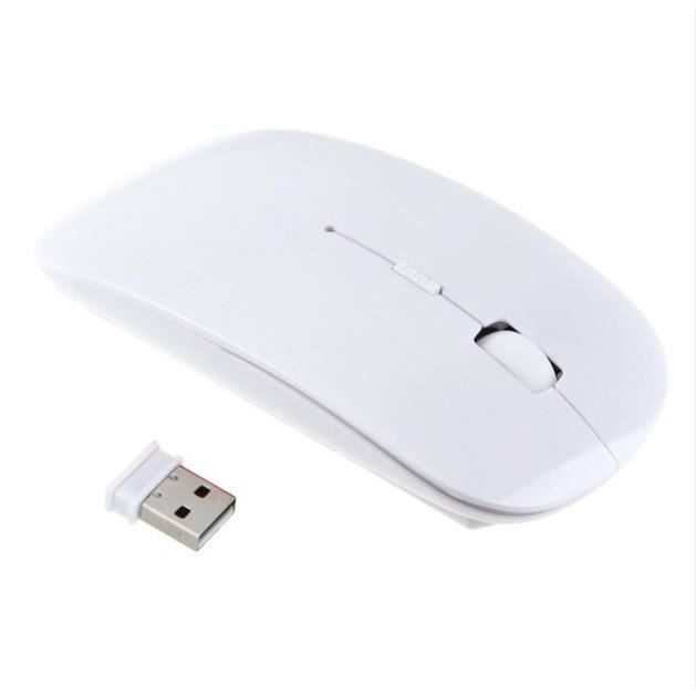 Souris Ultra Plate pour PC DELL Sans Fil USB Universelle Capteur Optique 3 Boutons Couleurs – Couleur:BLANC
