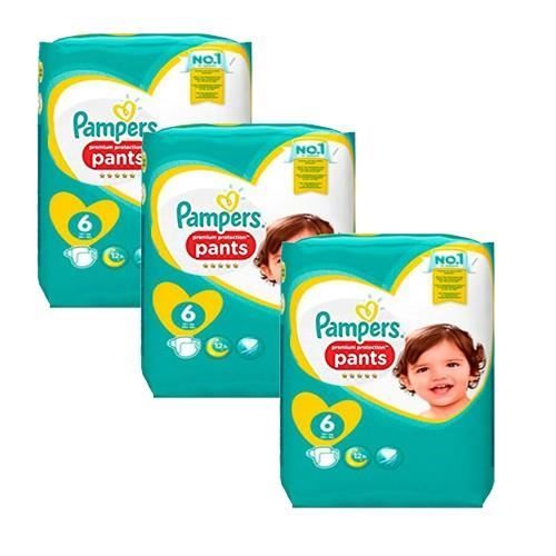 Pampers Premium Protection Pants Taille 6 - 78 Couches-Culottes 15+kg Avec Maintien 360° + 10 Lingettes Gratuites