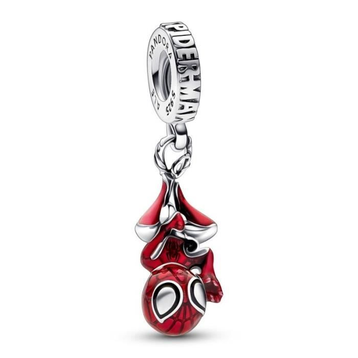 Charms - PANDORA - HANGING SPIDER-MAN DANGLE - Argent 925° - Gris et rouge - Mixte Charms - PANDORA - HANGING SPIDER-MAN DANGLE - Argent 925° - Gris et rouge - Mixte