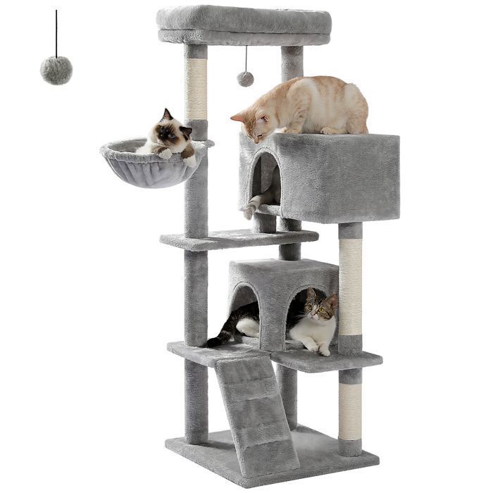 Meilleurs prix pour PAWZ Road Arbre à Chat xl Coussin Amovible, Poteau Griffoir, Condo double large pour les gros chats, 143cm Gris